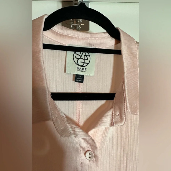 NWT Sage Collective Smocked Waist Mini Dress in Blush Size 10 - Picture 6 of 9